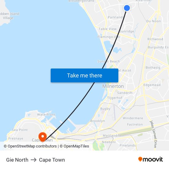 Gie North to Cape Town map