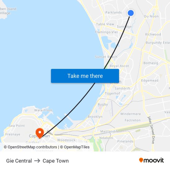 Gie Central to Cape Town map