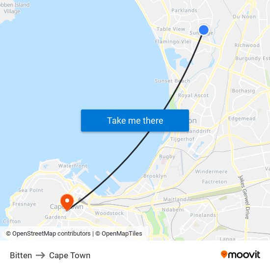 Bitten to Cape Town map