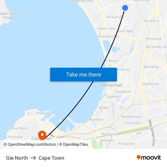 Gie North to Cape Town map