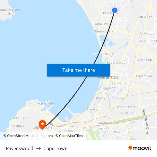 Ravenswood to Cape Town map