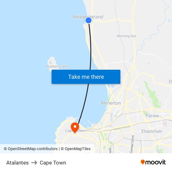 Atalantes to Cape Town map