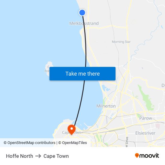 Hoffe North to Cape Town map