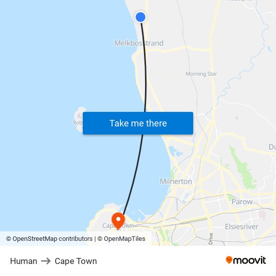 Human to Cape Town map