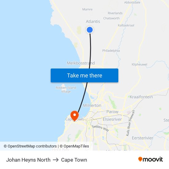 Johan Heyns North to Cape Town map