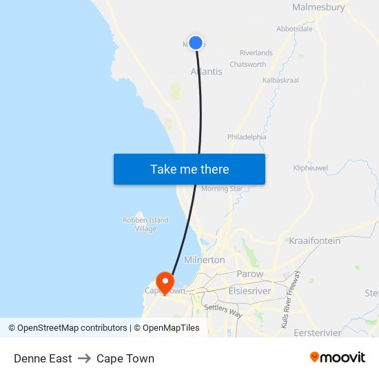 Denne East to Cape Town map