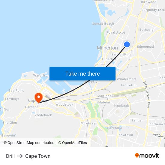 Drill to Cape Town map