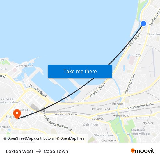 Loxton West to Cape Town map