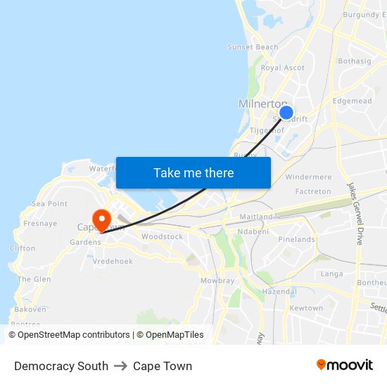 Democracy South to Cape Town map