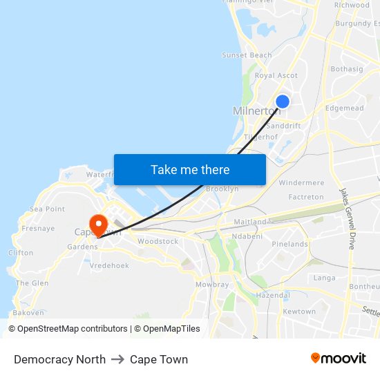 Democracy North to Cape Town map