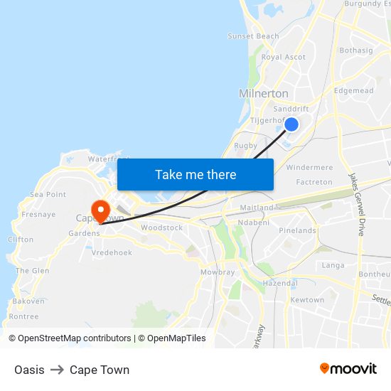 Oasis to Cape Town map