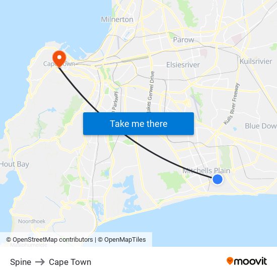 Spine to Cape Town map