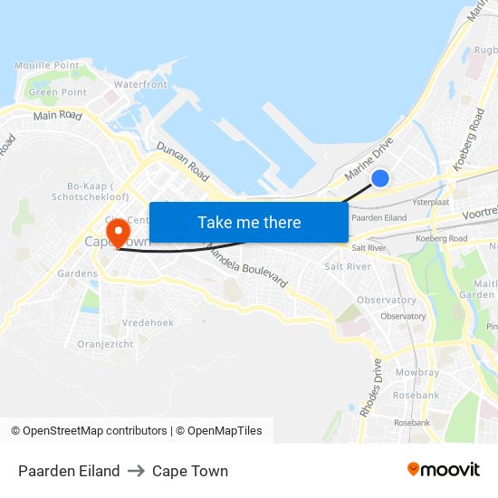 Paarden Eiland to Cape Town map