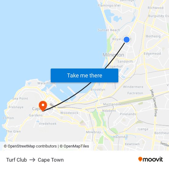 Turf Club to Cape Town map