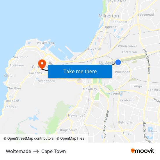 Woltemade to Cape Town map