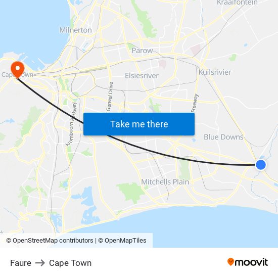 Faure to Cape Town map