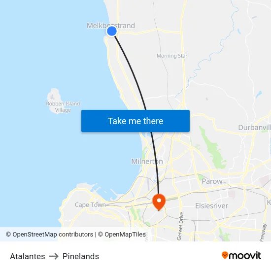 Atalantes to Pinelands map