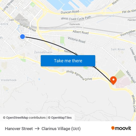 Hanover Street to Clarinus Village (Uct) map