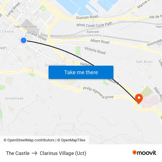 The Castle to Clarinus Village (Uct) map