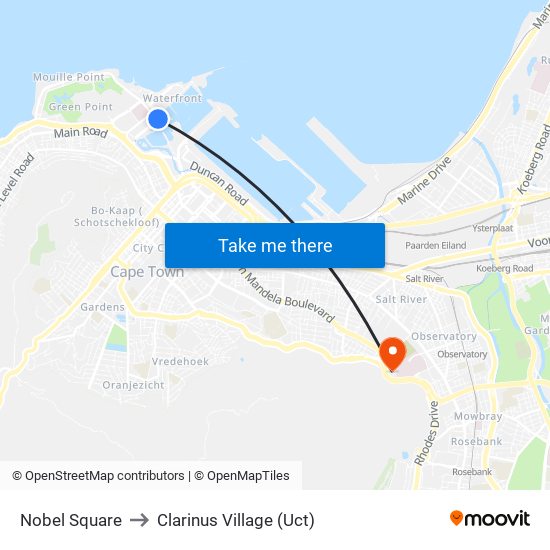 Nobel Square to Clarinus Village (Uct) map