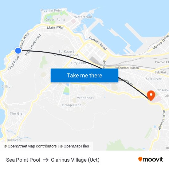 Sea Point Pool to Clarinus Village (Uct) map