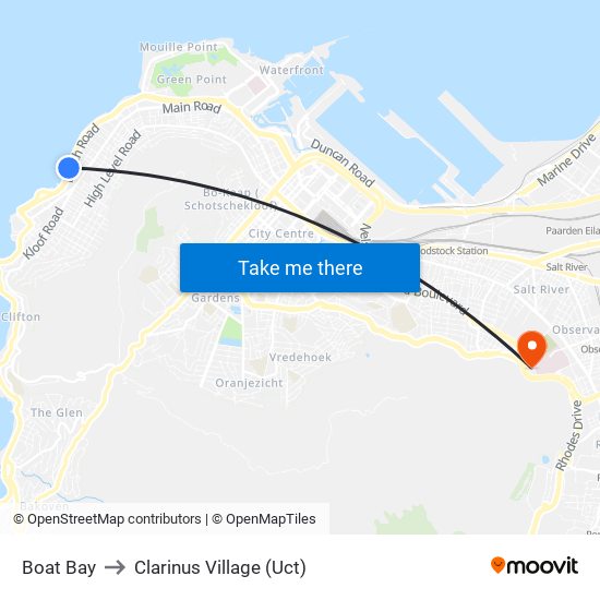 Boat Bay to Clarinus Village (Uct) map