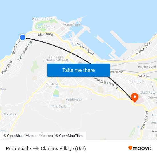 Promenade to Clarinus Village (Uct) map