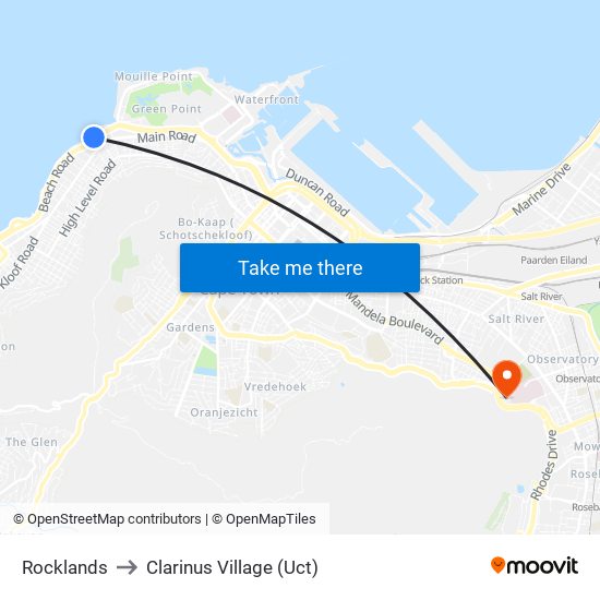 Rocklands to Clarinus Village (Uct) map