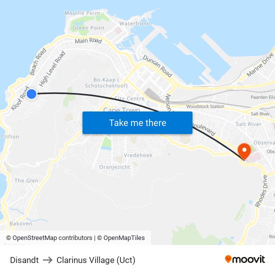 Disandt to Clarinus Village (Uct) map