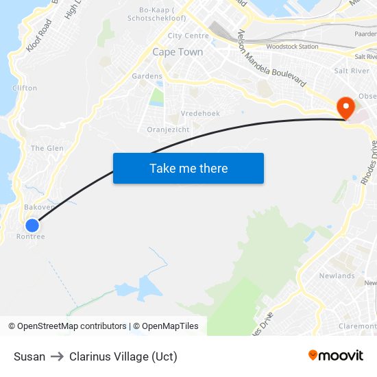 Susan to Clarinus Village (Uct) map