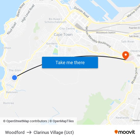 Woodford to Clarinus Village (Uct) map