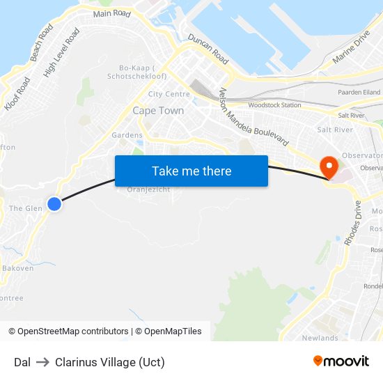 Dal to Clarinus Village (Uct) map