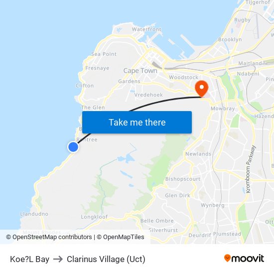 Koe?L Bay to Clarinus Village (Uct) map