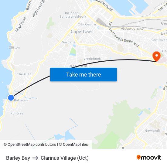 Barley Bay to Clarinus Village (Uct) map