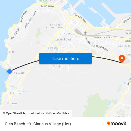 Glen Beach to Clarinus Village (Uct) map