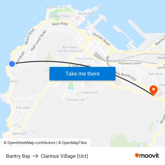 Bantry Bay to Clarinus Village (Uct) map