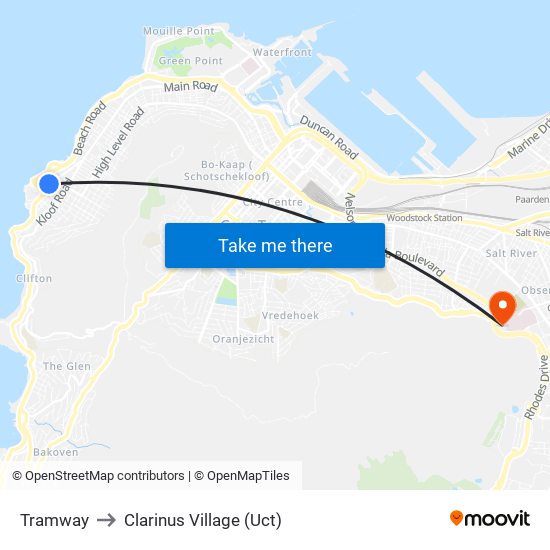 Tramway to Clarinus Village (Uct) map