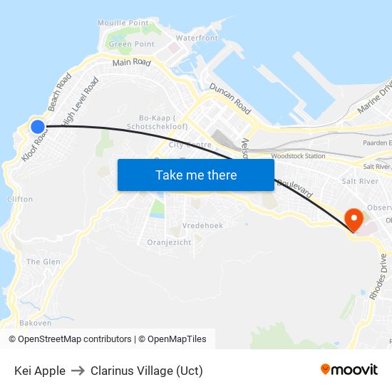 Kei Apple to Clarinus Village (Uct) map