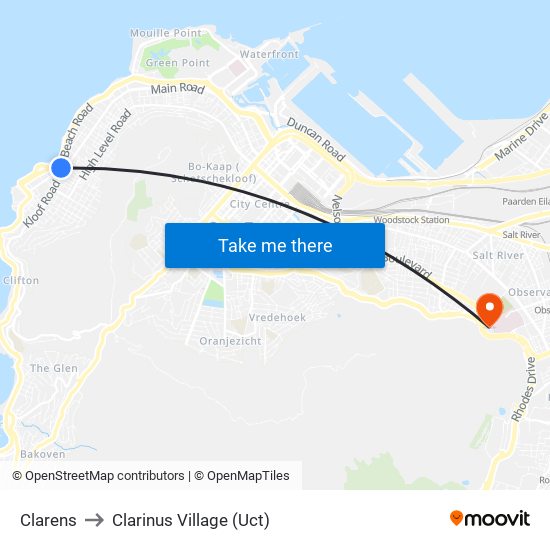 Clarens to Clarinus Village (Uct) map