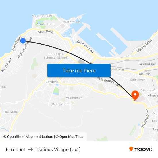 Firmount to Clarinus Village (Uct) map