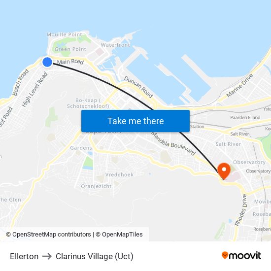 Ellerton to Clarinus Village (Uct) map