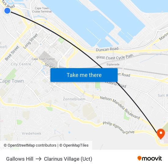 Gallows Hill to Clarinus Village (Uct) map