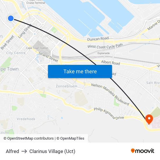 Alfred to Clarinus Village (Uct) map