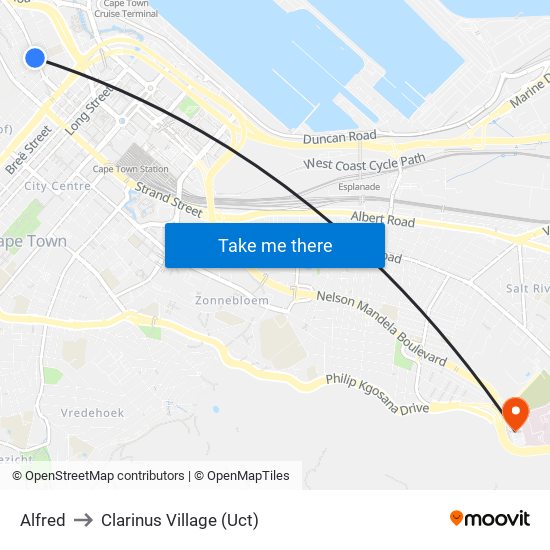 Alfred to Clarinus Village (Uct) map