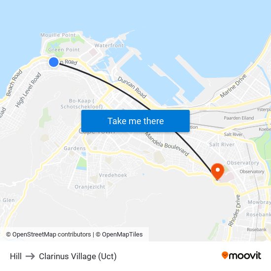 Hill to Clarinus Village (Uct) map