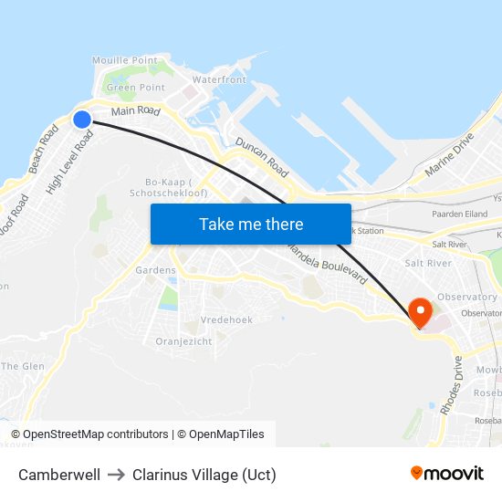 Camberwell to Clarinus Village (Uct) map