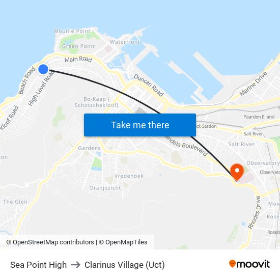 Sea Point High to Clarinus Village (Uct) map