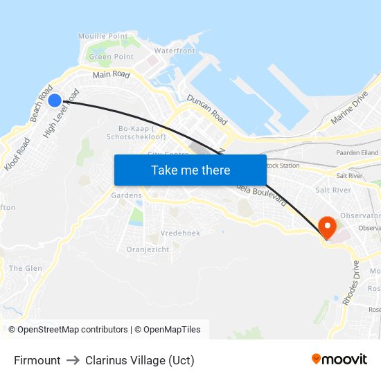 Firmount to Clarinus Village (Uct) map