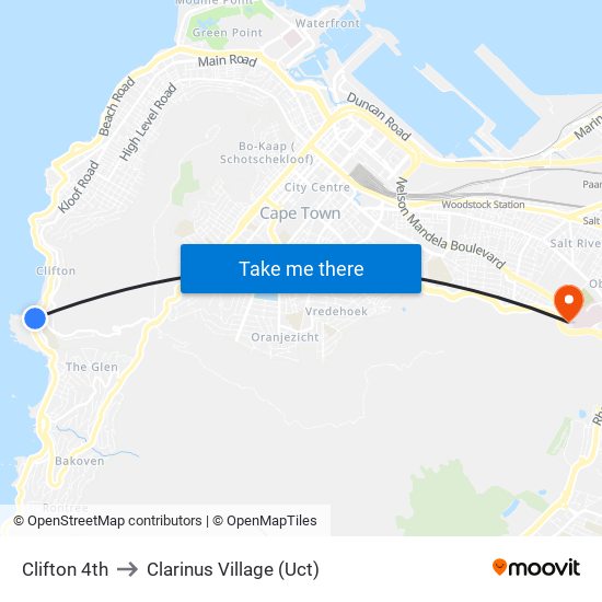 Clifton 4th to Clarinus Village (Uct) map