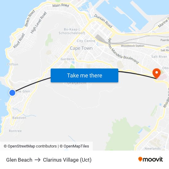 Glen Beach to Clarinus Village (Uct) map